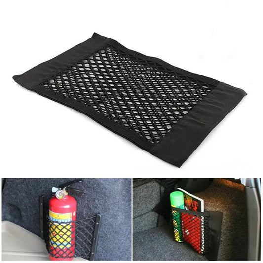 Auto Hinten Stamm Mesh Organizer Auto Hinten Sitz Zurück Verstauen Aufräumen Netzwerk Tasche Stamm Elastische Klett Tasche Auto Organisatoren
